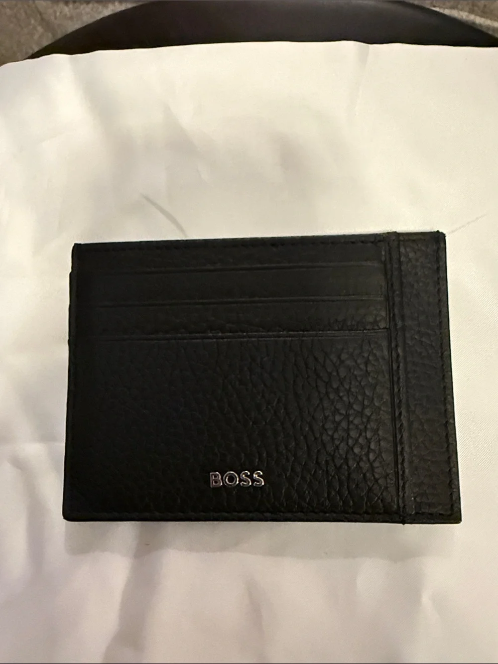 BOSS Black Pebble-Grain Leather Card Holder